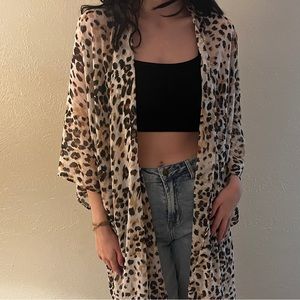 leopard print sheer shawl